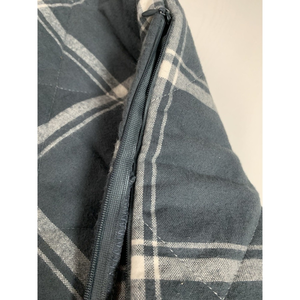 The Company Store Slate Blue and White Plaid Quilted Pillow Sham - Picture 6 of 9
